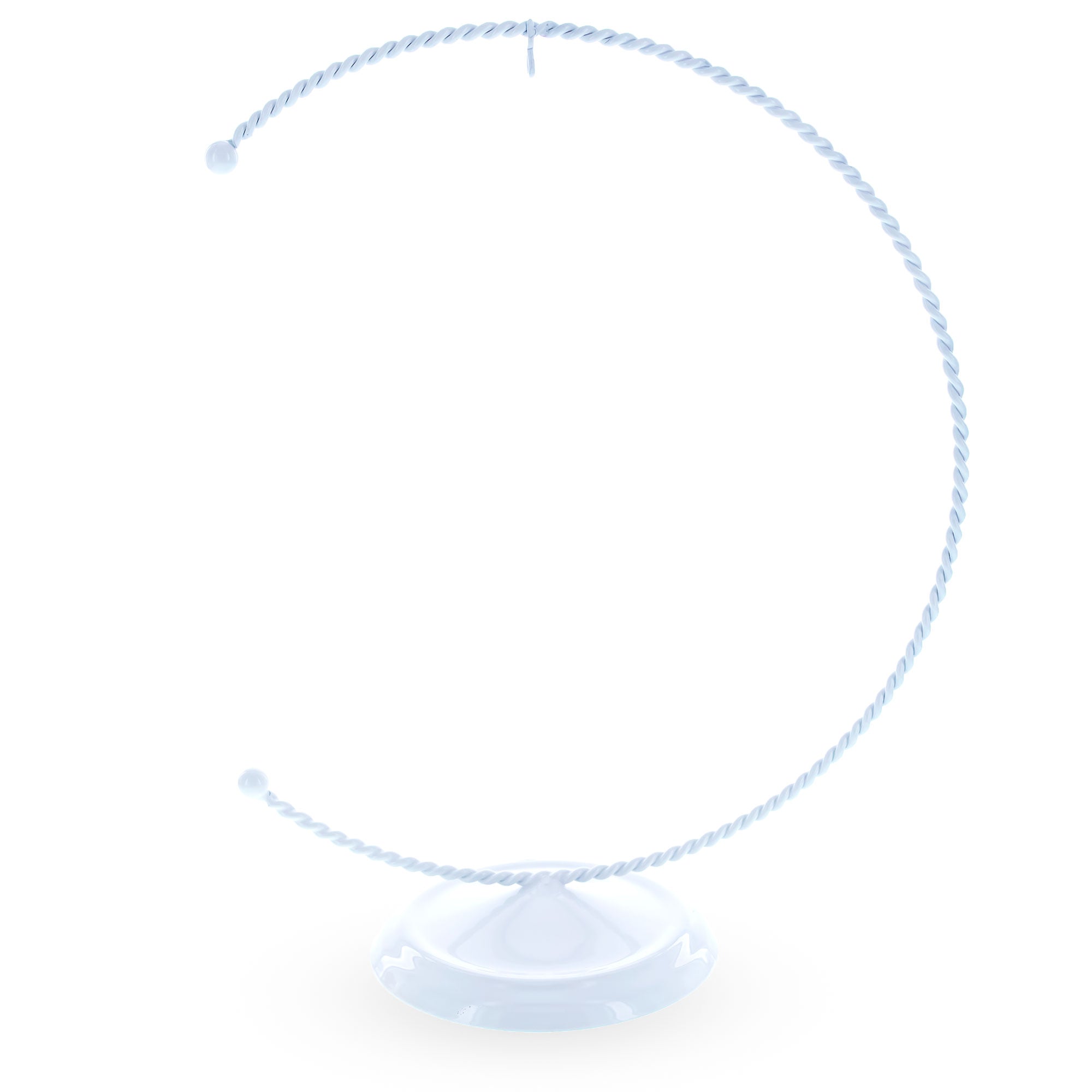 Crescent Moon Twisted White Painted Metal Ornament Display Stand 9 Inches (Poland) in White color
