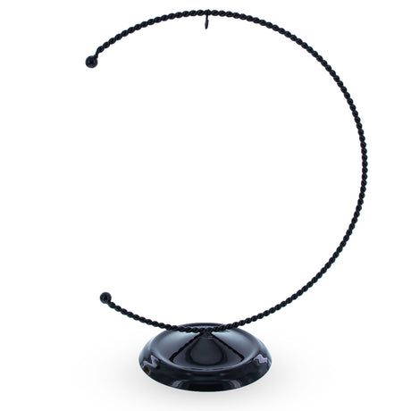 Swirled C-Shape Black Metal Dimensional Solid Base Ornament Display Stand 8.25 Inches in Black color,  shape