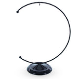 Swirled C-Shape Black Metal Dimensional Solid Base Ornament Display Stand 8.25 Inches in Black color