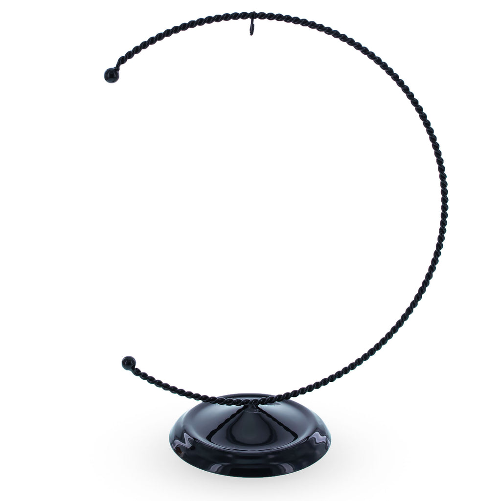 Crescent Moon Twisted Black Painted Metal Ornament Display Stand 9 Inches (Poland) in Black color