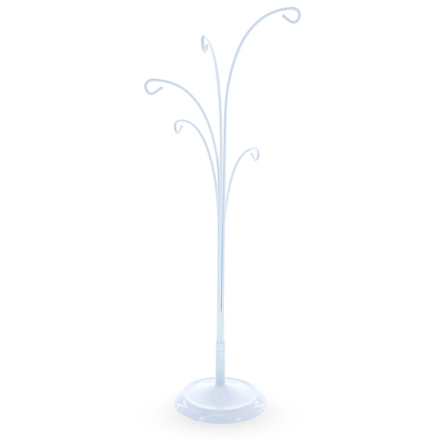 Five Hands White Metal Solid Round Base Ornament Display Stand 12.4 Inches in White color