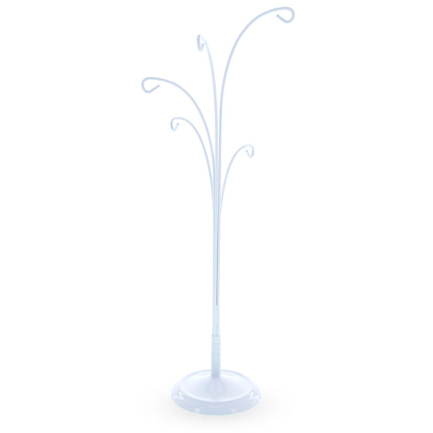 Five Hands White Metal Solid Round Base Ornament Display Stand 12.4 Inches in White color