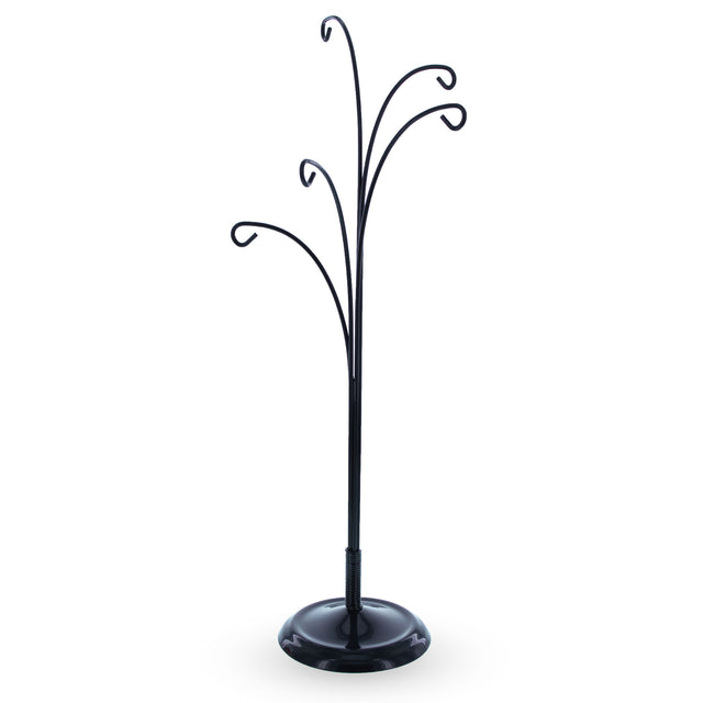 Five Hands Black Metal Solid Round Base Ornament Display Stand 12.4 Inches in Black color