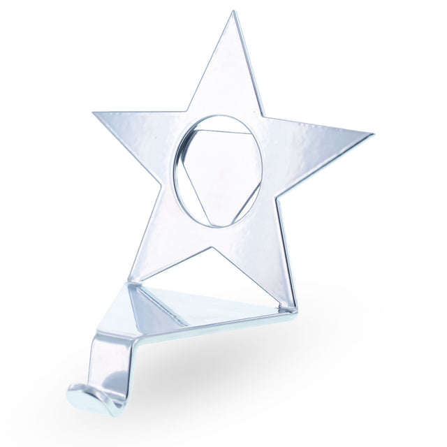 Star Shape Solid Silver Metal Chrsitmas Stocking Holder in Silver color,  shape