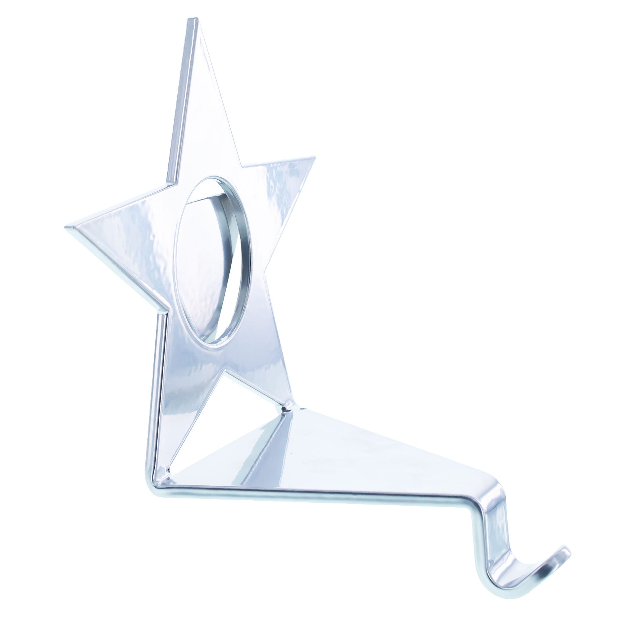 Insert your Picture Star Shape Silver Solid Metal Christmas Stocking Holder (Poland) in Silver color