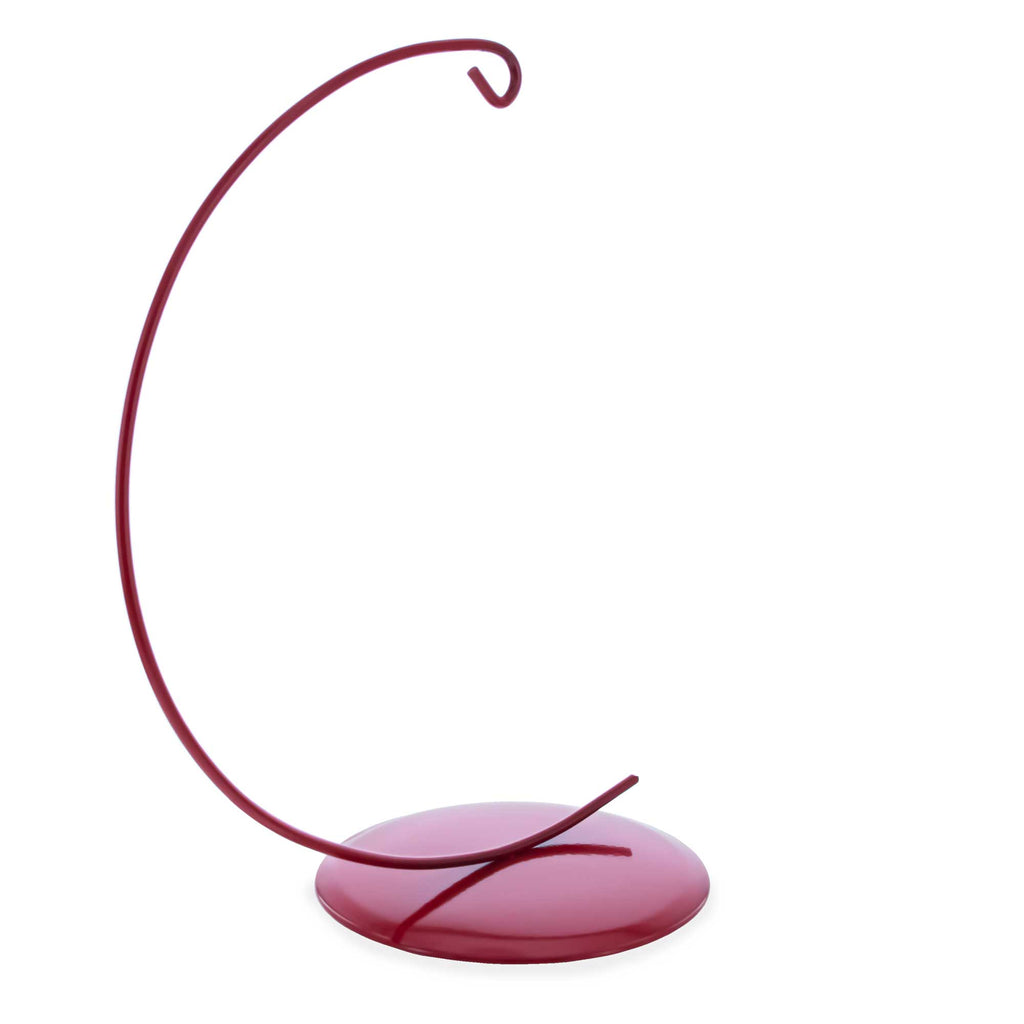 Solid Round Base Red Painted Metal Ornament Display Stand 7.8 Inches (Poland)Poland , dimensions in inches: 8 x 3.8 x 5.1