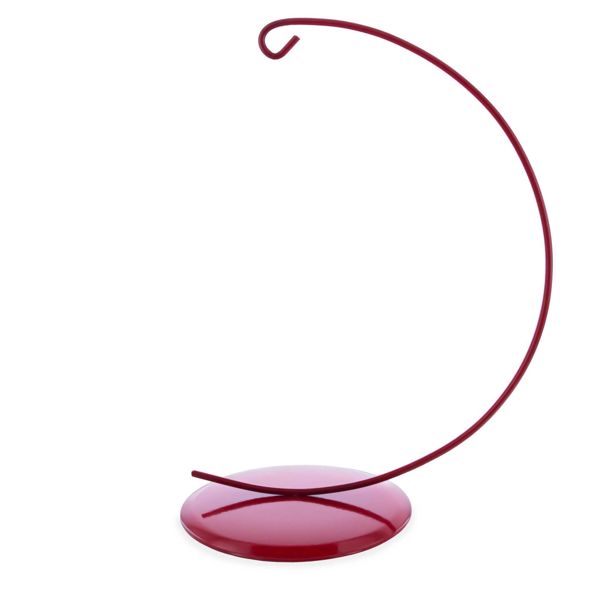 Solid Round Base Red Painted Metal Ornament Display Stand 7.8 Inches (Poland) in Red color