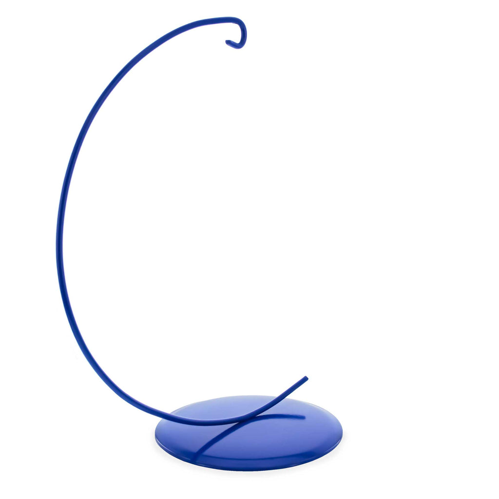 Solid Round Base Blue Painted Metal Ornament Display Stand 7.8 Inches (Poland)Poland , dimensions in inches: 8 x 3.8 x 5.1