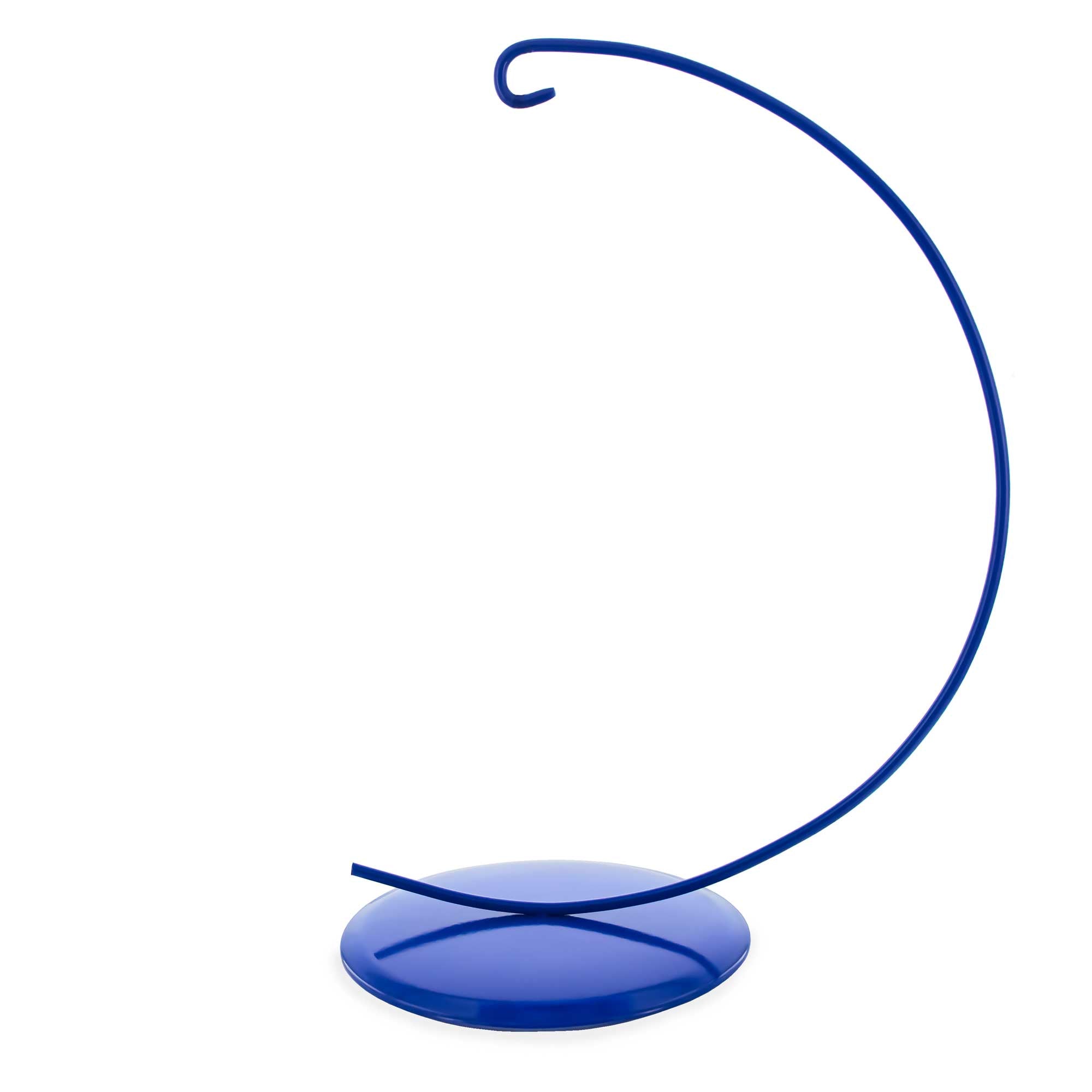 Solid Round Base Blue Painted Metal Ornament Display Stand 7.8 Inches (Poland) in Blue color
