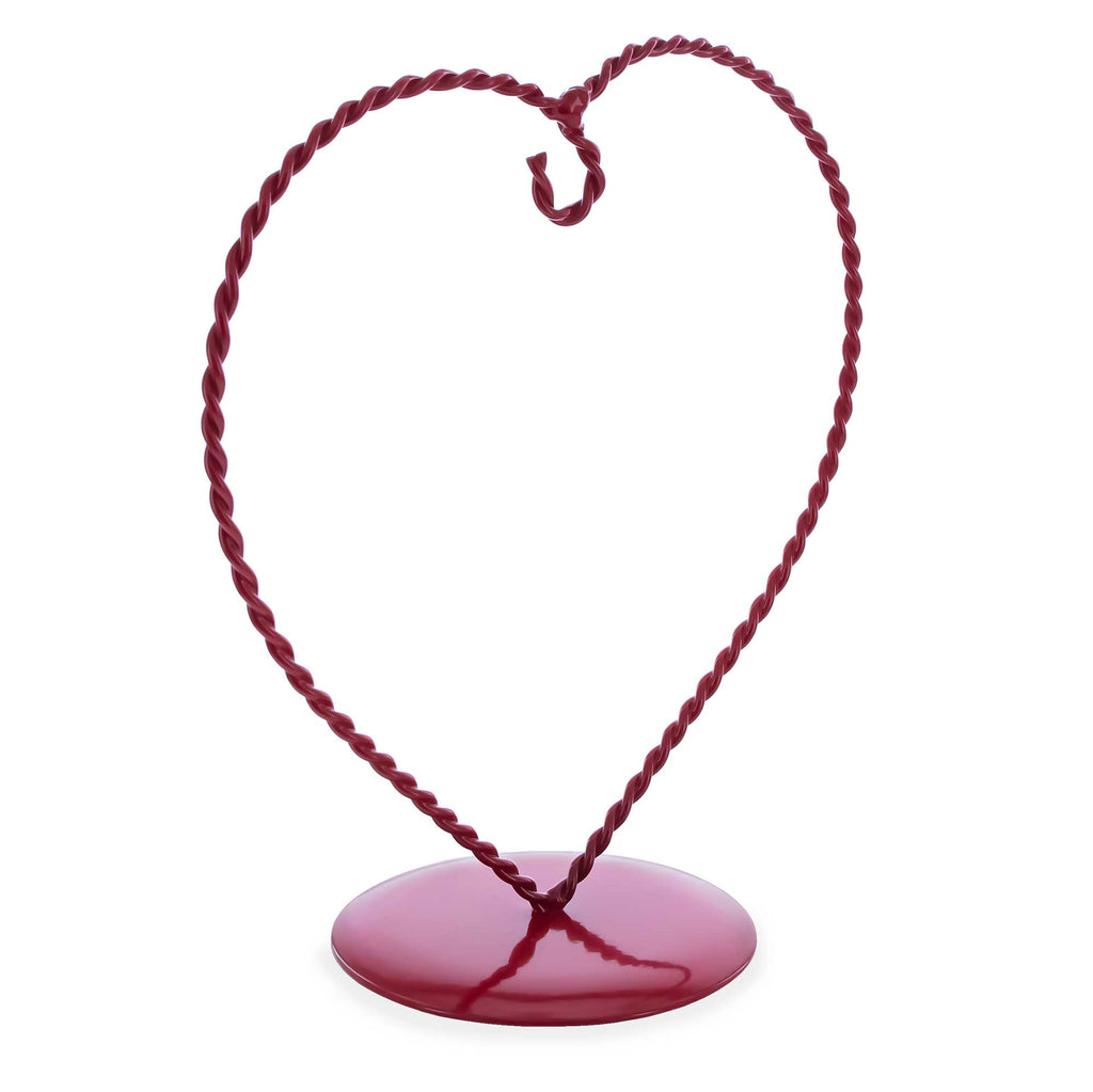 Heart-Shaped Twisted Red Painted Metal Ornament Display Stand 6.2 Inches (Poland)Poland , dimensions in inches: 6.4 x 3.1 x 6.1