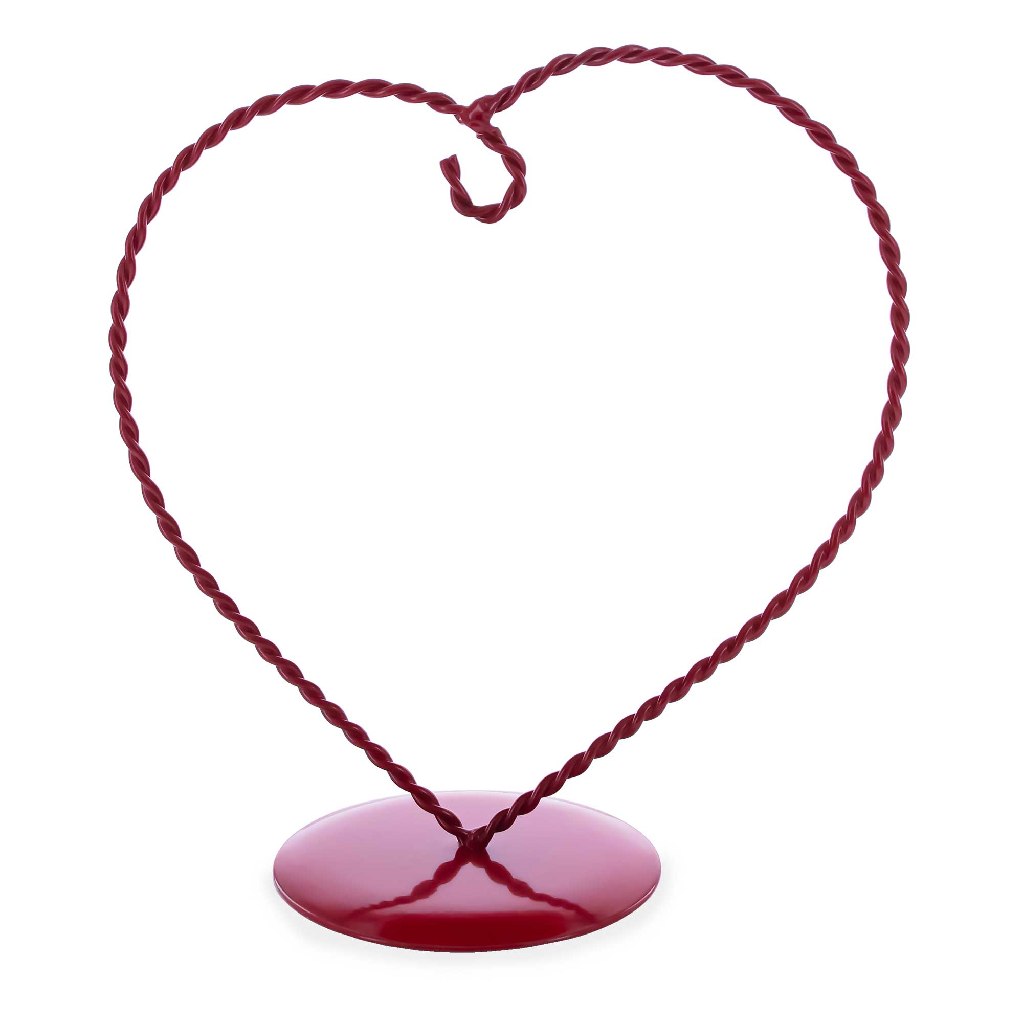 Heart-Shaped Twisted Red Painted Metal Ornament Display Stand 6.2 Inches (Poland) in Red color