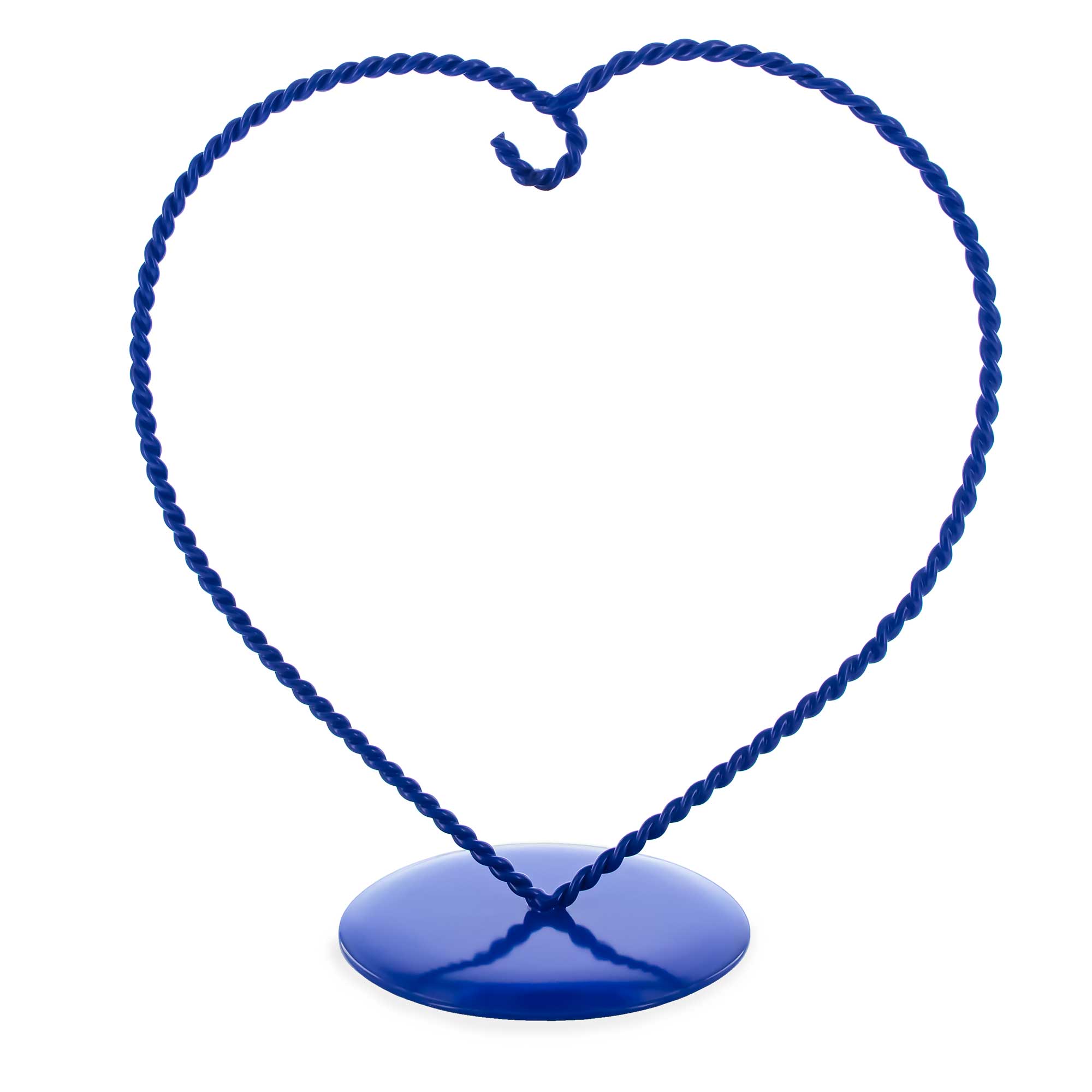 Heart-Shaped Twisted Blue Painted Metal Ornament Display Stand 6.2 Inches (Poland) in Blue color