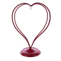 Double Wire Heart Twisted Red Painted Metal Ornament Display Stand 7.8 Inches (Poland) in Red color