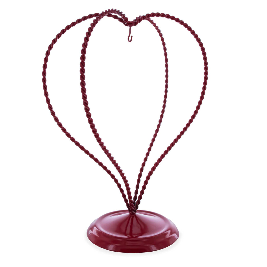 Double Wire Heart Twisted Red Painted Metal Ornament Display Stand 7.8 Inches (Poland)Poland , dimensions in inches: 8.4 x 3.5 x 6.3