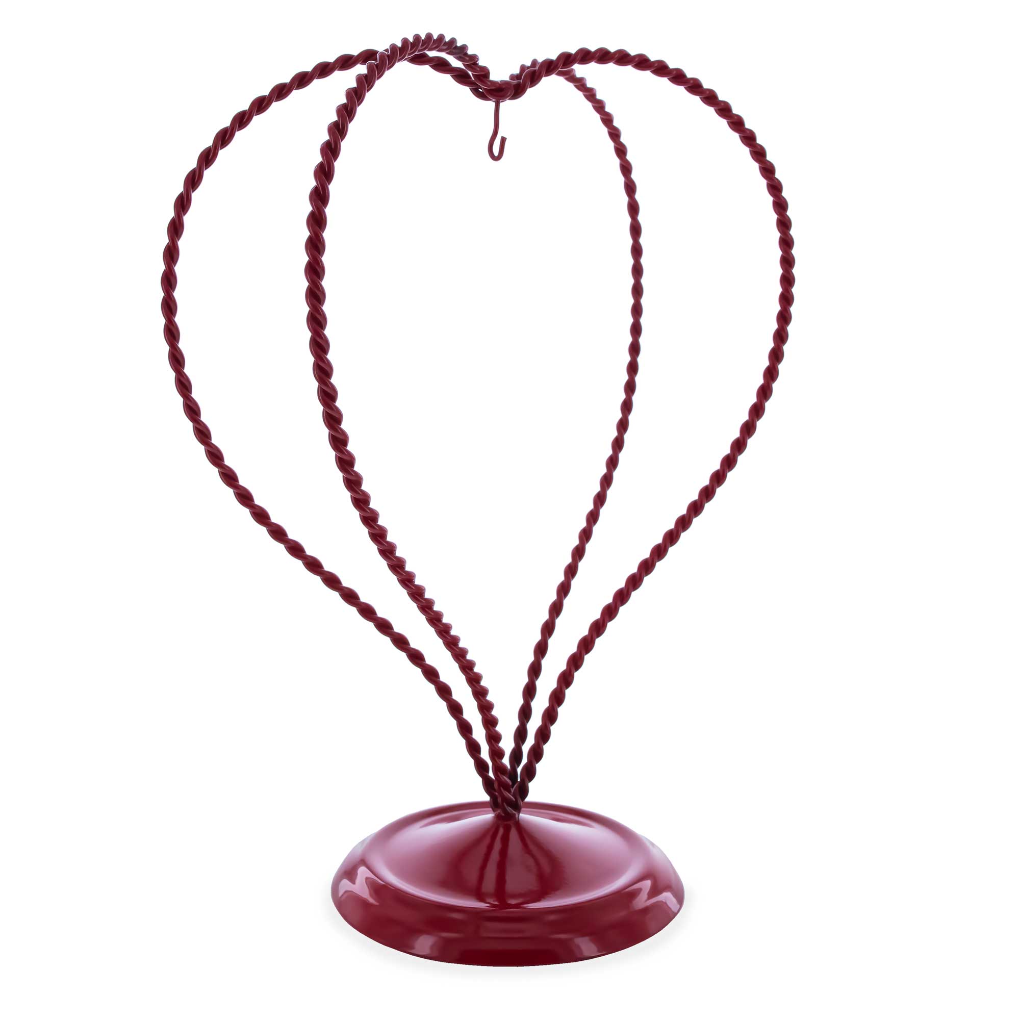 Double Wire Heart Twisted Red Painted Metal Ornament Display Stand 7.8 Inches (Poland)Poland , dimensions in inches: 8.4 x 3.5 x 6.3