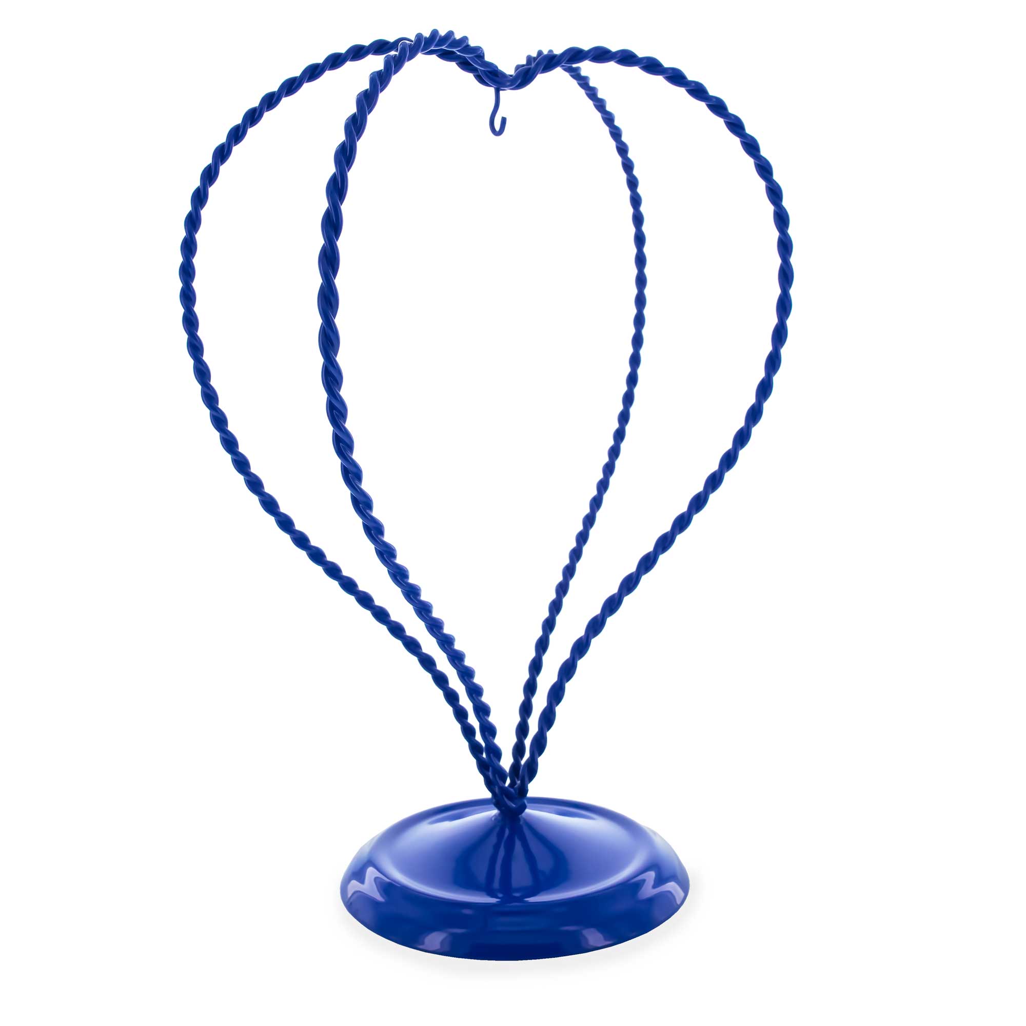 Double Wire Heart Twisted Blue Painted Metal Ornament Display Stand 7.8 Inches (Poland)Poland , dimensions in inches: 8.4 x 3.5 x 6.3