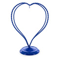 Double Wire Heart Twisted Blue Painted Metal Ornament Display Stand 7.8 Inches (Poland) in Blue color
