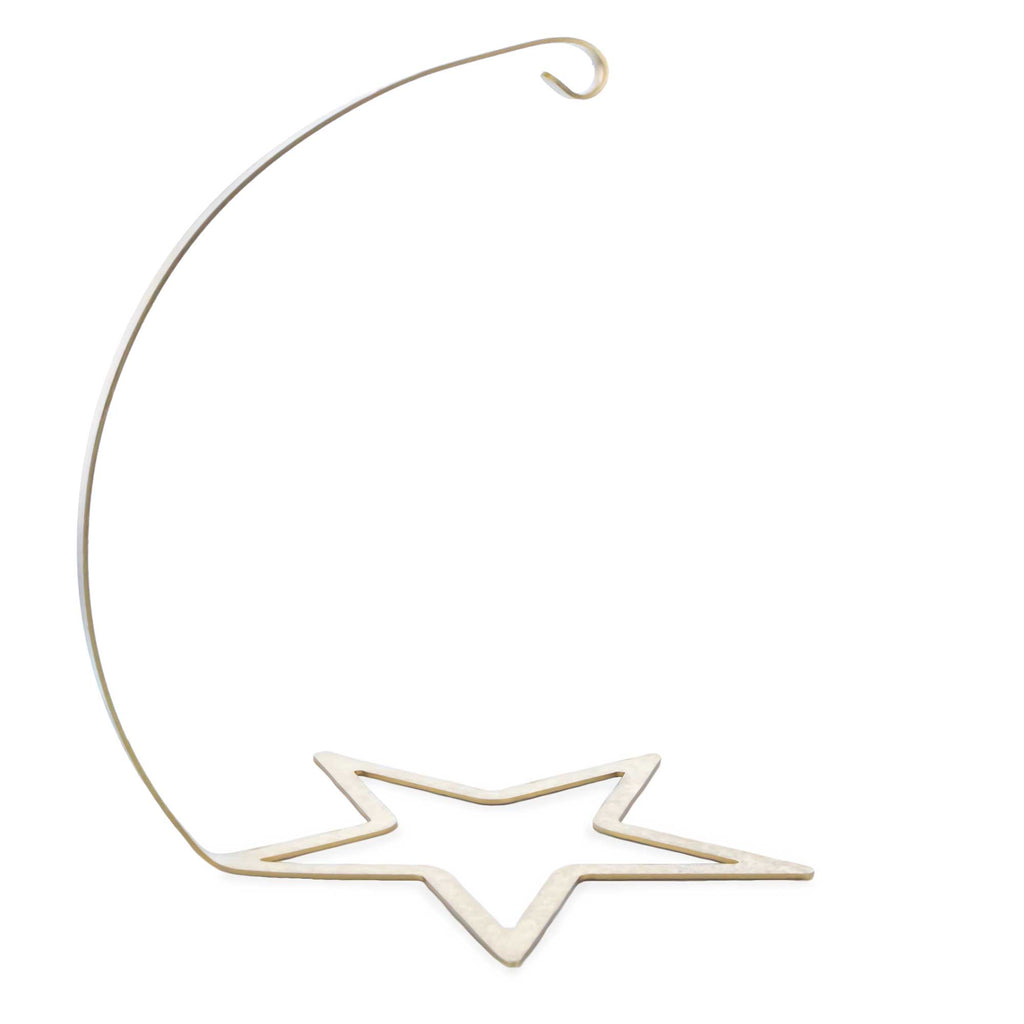 Star Base and Curled Arm Gold Metal Ornament Display Stand 5.9 Inches (Poland)Poland , dimensions in inches: 5.9 x 4.5 x 5.2