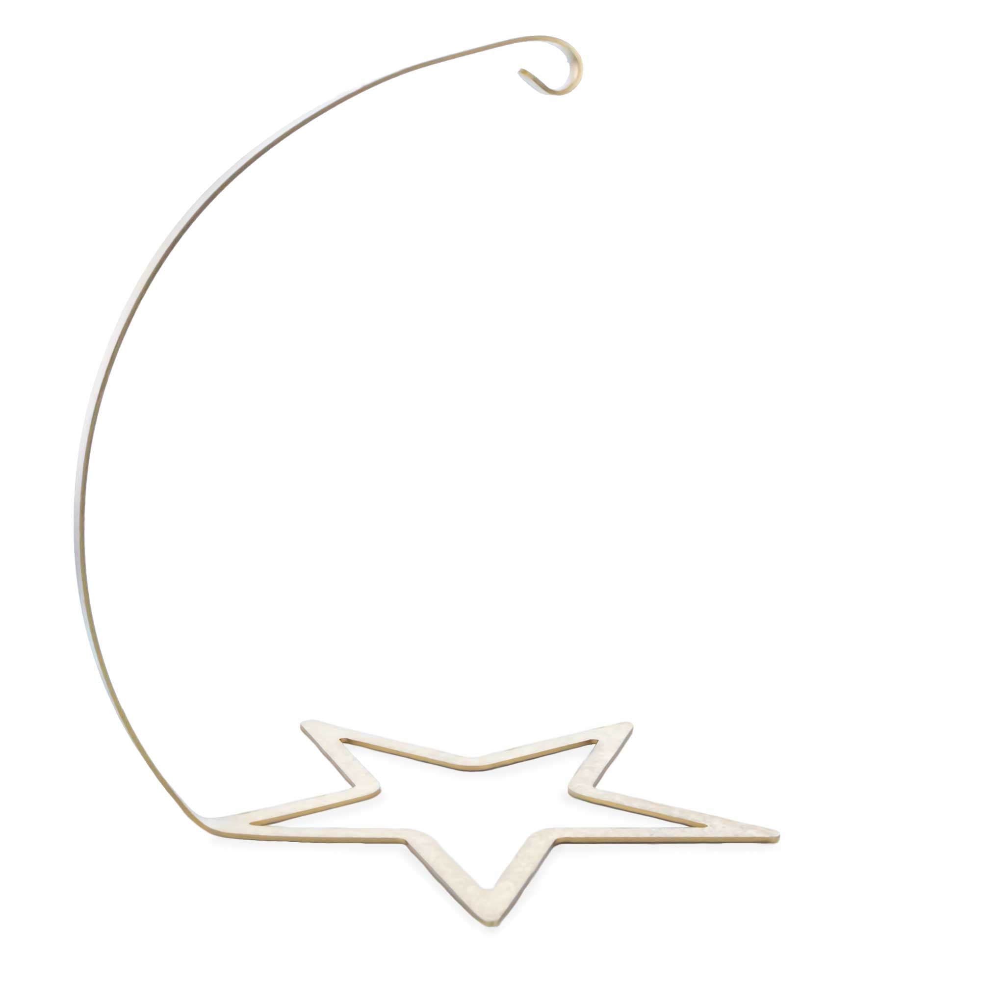 Star Base and Curled Arm Gold Metal Ornament Display Stand 5.9 Inches (Poland)Poland , dimensions in inches: 5.9 x 4.5 x 5.2
