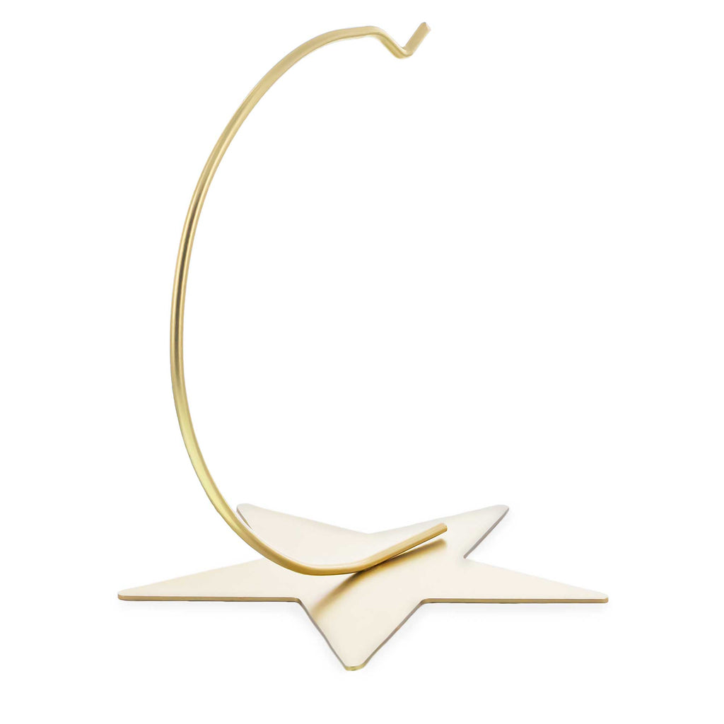 Notch Hook & Star Base Gold Metal Ornament Display Stand 5.2 Inches (Poland)Poland , dimensions in inches: 5.2 x 4.5 x 5.5
