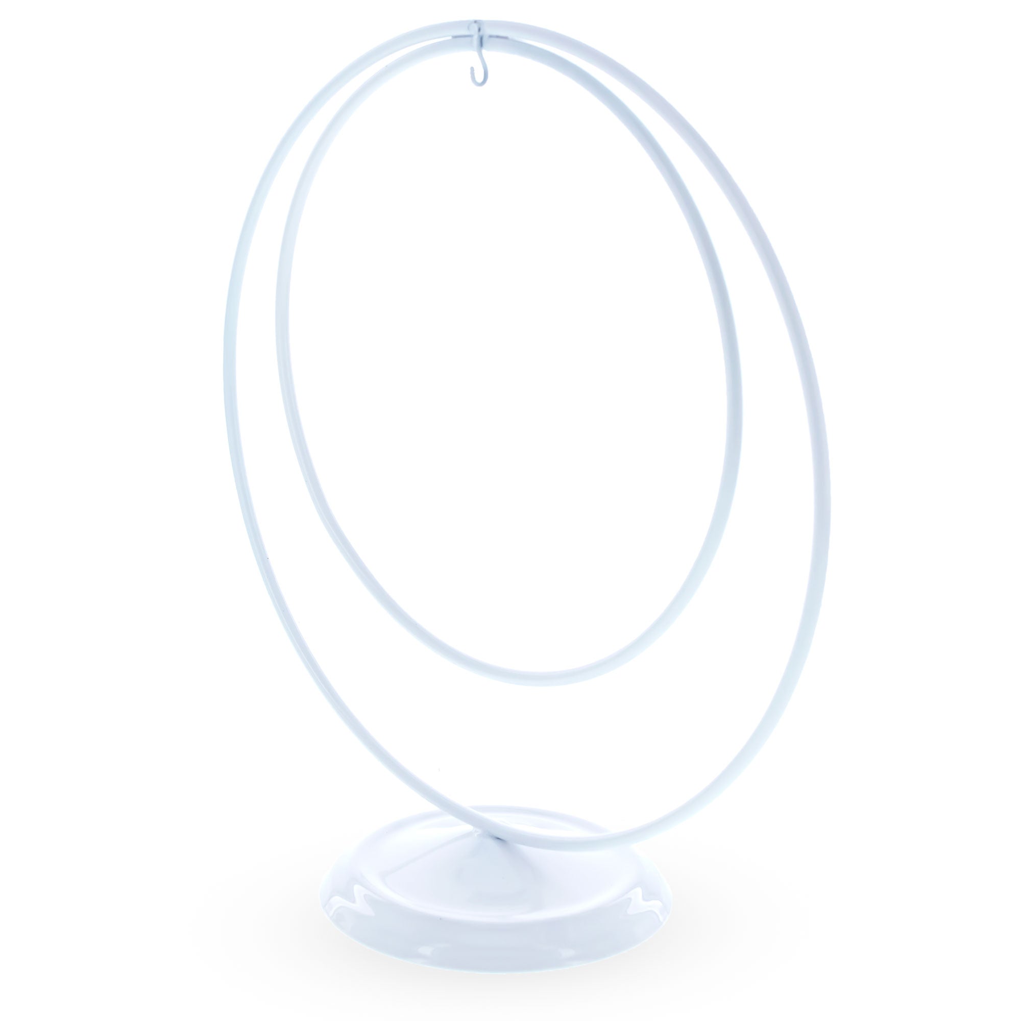 Contemporary Double Circle White Painted Metal Ornament Display Stand 8.2 Inches (Poland)Poland , dimensions in inches: 8.2 x 7.7 x 3