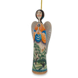 Wooden Hand Carved Angel Figurine Christmas Ornament 5.6 Inches in Multi color,  shape