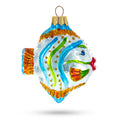 Coral Reef Ocean Fish Glass Christmas Ornament in Silver color Figurine