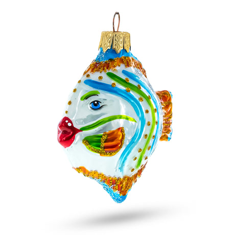Coral Reef Fish Glass Christmas Ornament in Multi color,  shape