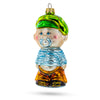 Glass Toddler Boy With Pacifier Glass Christmas Ornament in Multi color