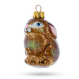 Shiny Bunny Glass Christmas Ornament in Brown color,  shape