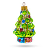 Glass Tree Adorned with Golden Garland Glass Christmas Ornament in Multi color Triangle