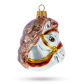 White Horse Head with Golden Bridle Glass Christmas Ornaments in Silver color Figurine