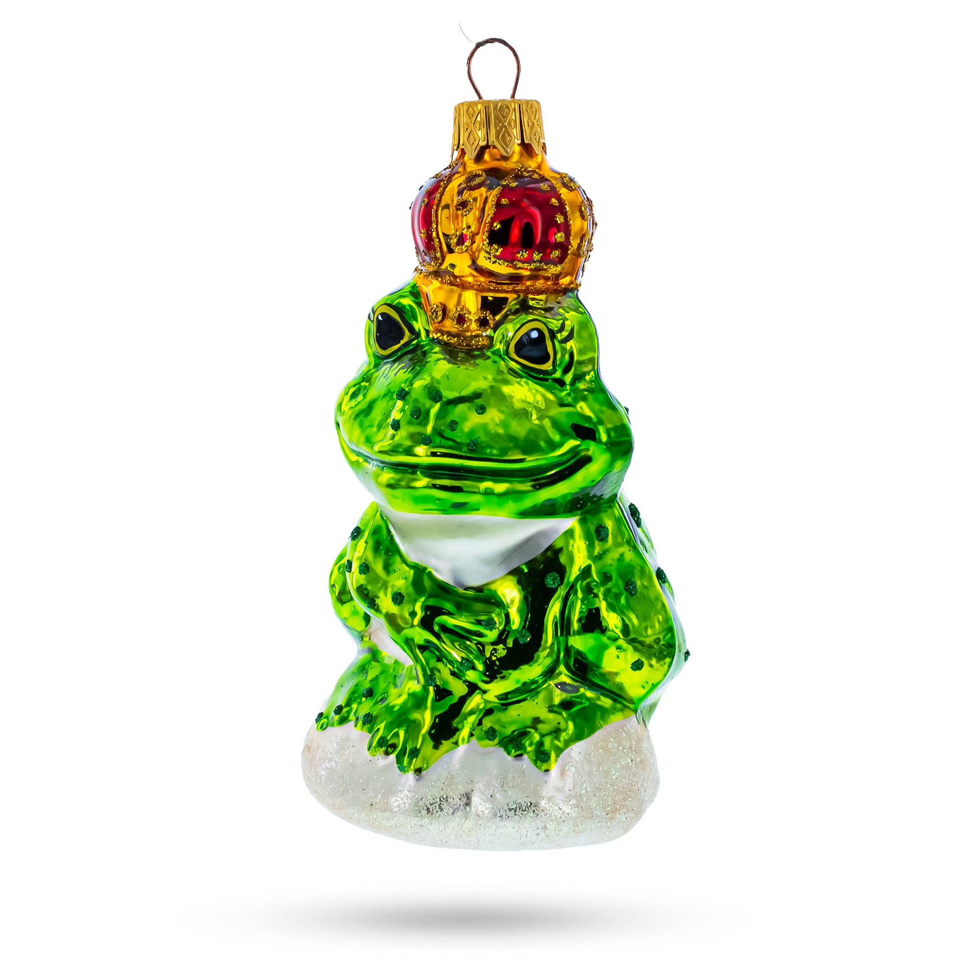 Royal Frog Glass Christmas Ornament in Green color Figurine