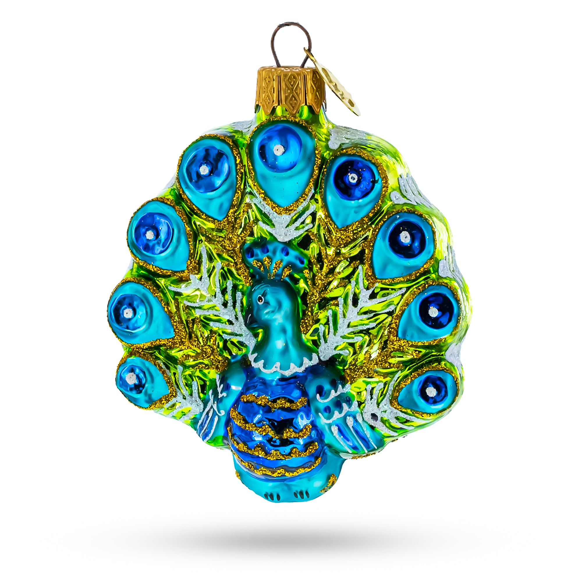 Festive Peacock Glass Christmas Ornament in Purple color Figurine