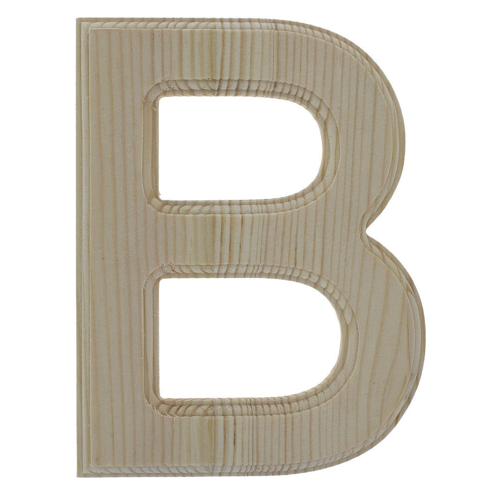 Wood Unfinished Wooden Arial Font Letter B (6.25 Inches) in Beige color