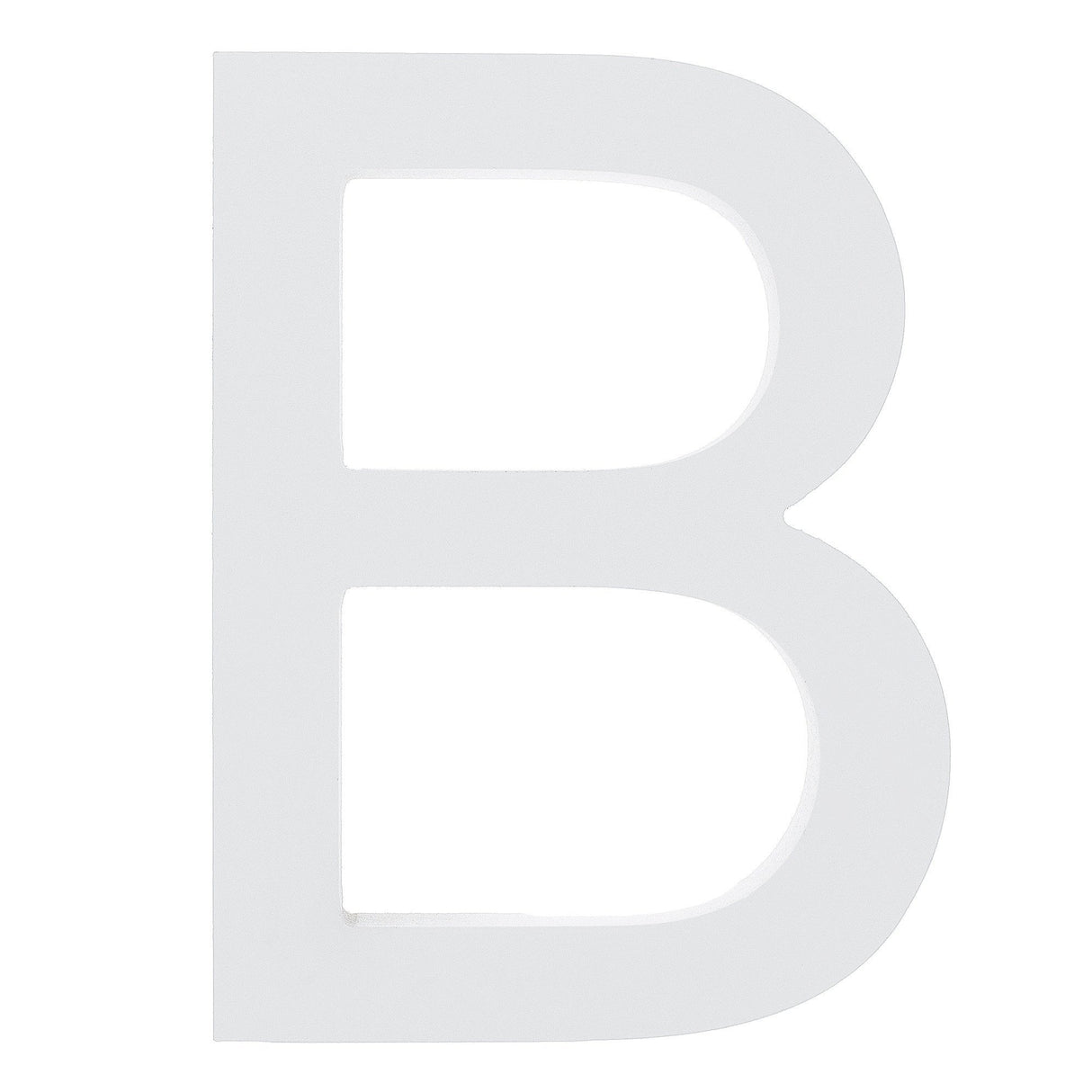 Arial Font White Painted MDF Wood Letter B (6 Inches) in White color,  shape