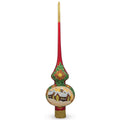Snow Covered Winter Village Red Glass Christmas Tree Topper 11 Inches in Red color Triangle