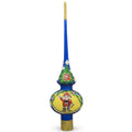 Nutcracker and Wreath on Blue Glass Christmas Tree Topper 11 Inches in Blue color Triangle