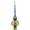 Nutcracker and Wreath on Blue Artisan Hand Crafted Mouth Blown Glass Christmas Tree Topper 11 Inches in Blue color, Triangle shape