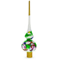 Snowmen on White Glass Christmas Tree Topper 11 Inches in White color Triangle