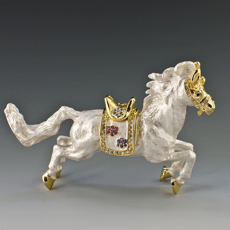 Galloping Grace: Jeweled Running Horse Trinket Figurine , dimensions in inches: 5 x 3.5 x 4.2
