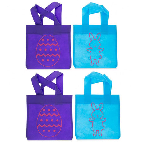 Set of 4 Easter Tote Bags 6 Inches x 9 Inches in Multi color