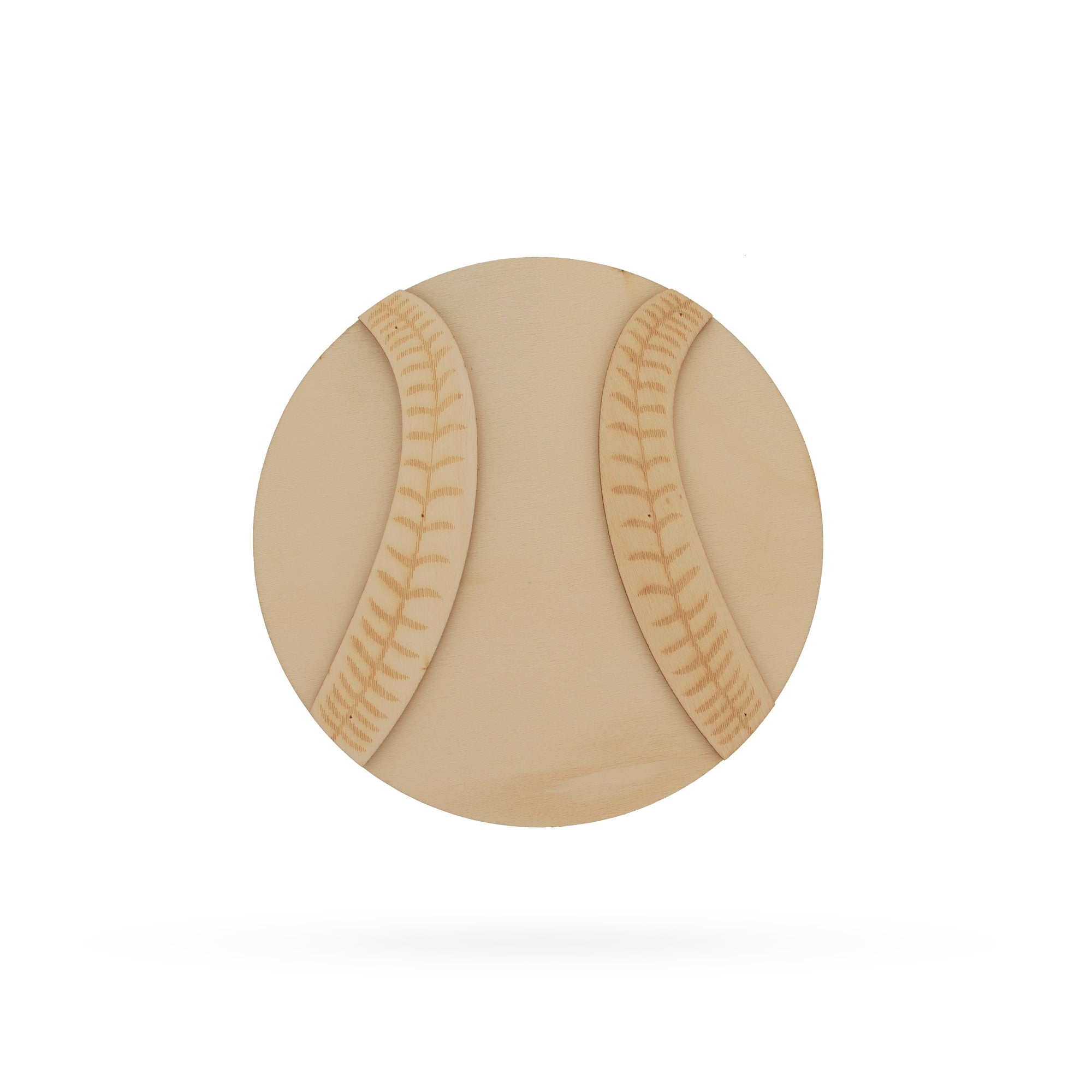 Baseball Unfinished Wooden Shape Craft Cutout DIY Unpainted 3D Plaque 6 Inches in Beige color Round