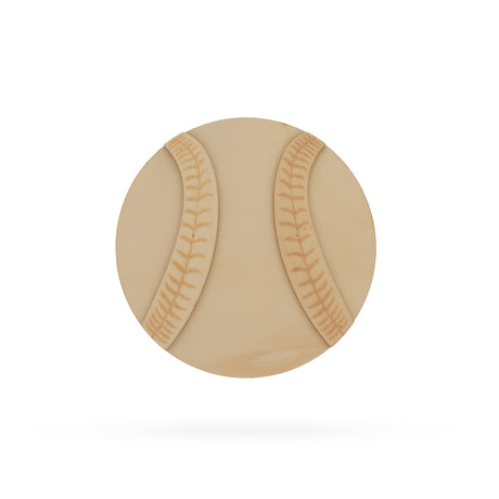 Baseball Unfinished Wooden Shape Craft Cutout DIY Unpainted 3D Plaque 6 Inches in Beige color Round