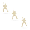 3 Baseball Players Unfinished Wooden Shapes Craft Cutouts DIY Unpainted 3D Plaques 4 Inches in Beige color