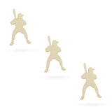 3 Baseball Players Unfinished Wooden Shapes Craft Cutouts DIY Unpainted 3D Plaques 4 Inches in  color