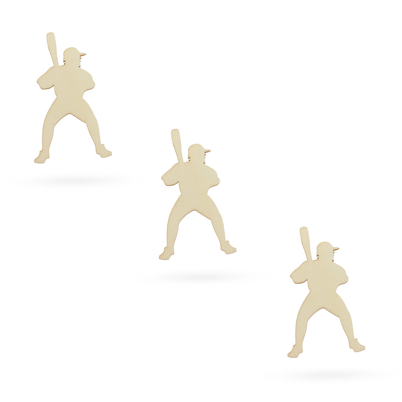 3 Baseball Players Unfinished Wooden Shapes Craft Cutouts DIY Unpainted 3D Plaques 4 Inches by BestPysanky