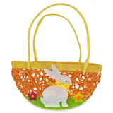 Set of 2 Easter Baskets with White Bunny and Flowers in Multi color,  shape