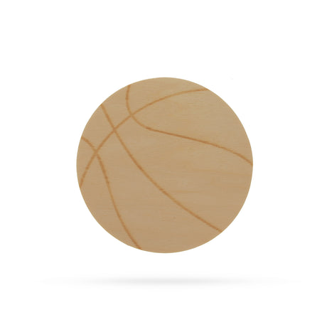 Basketball Unfinished Wooden Shape Craft Cutout DIY Unpainted 3D Plaque 6 Inches in Beige color, Round shape