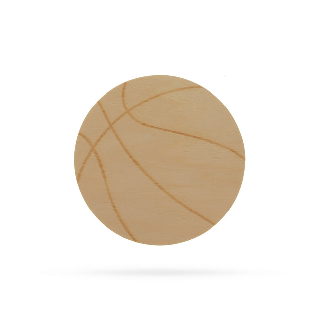 Basketball Unfinished Wooden Shape Craft Cutout DIY Unpainted 3D Plaque 6 Inches in Beige color Round